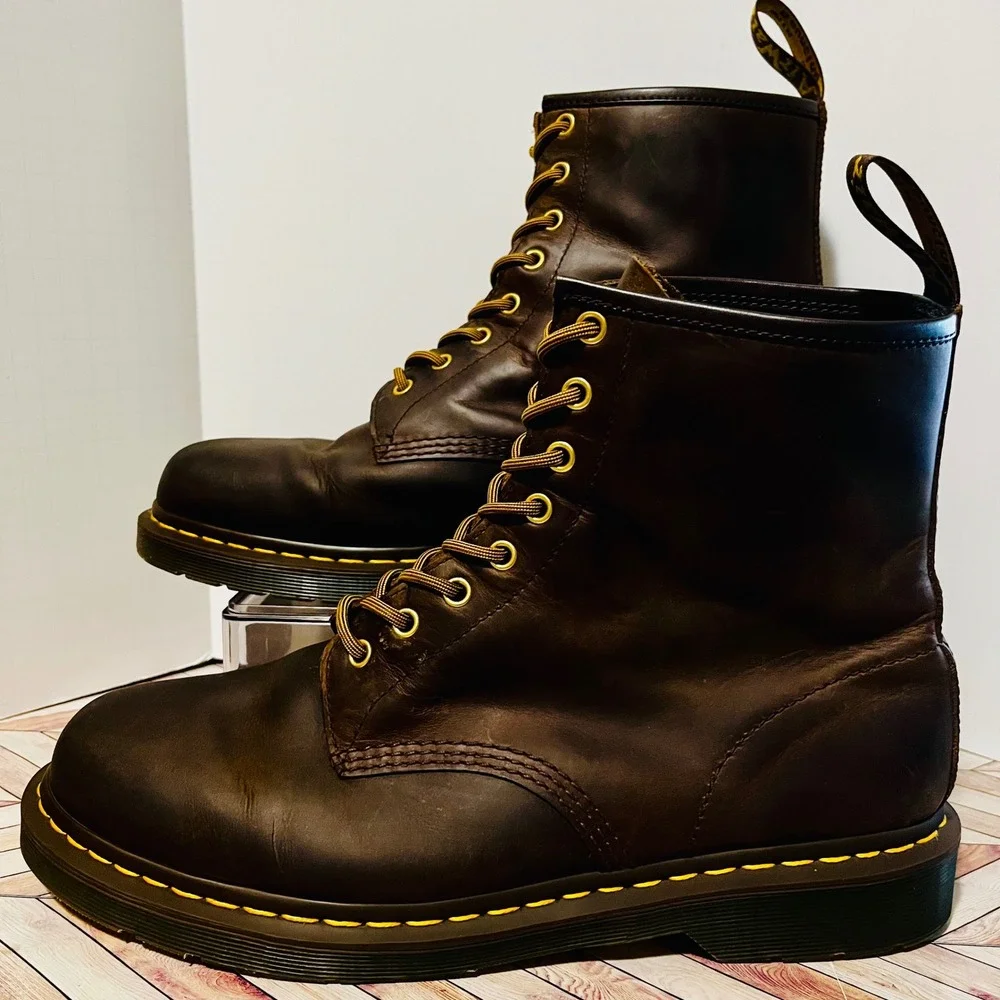 Dr Martens 1460 Crazy Horse Leather Lace Up Boots Mens 13 Brown 8-Eye 11822203